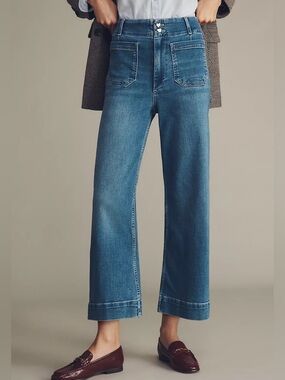 Anthropologie The Colette Crop High-Rise Wide-Leg Jeans by Maeve - 27 - NWOT